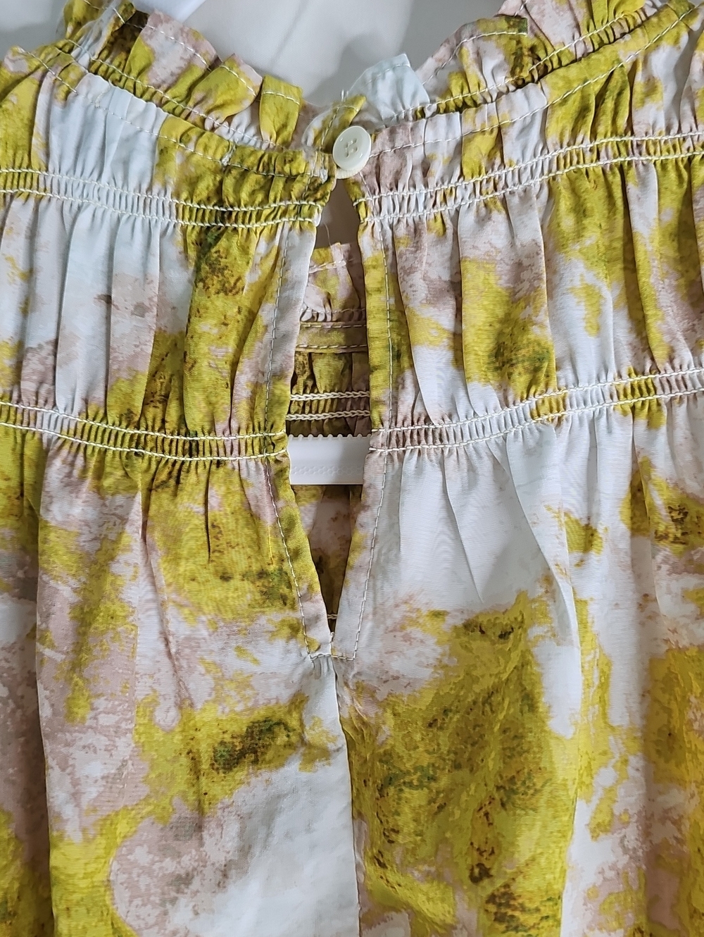 Joie Yellow Floral Smocked Sleeveless Top - Picture 4 of 7